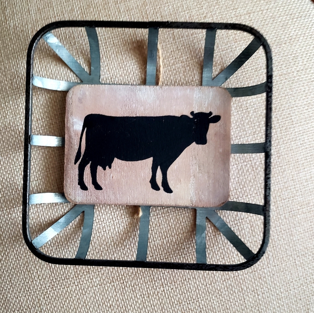 Cow Tobacco Basket Rustic Farmhouse Wall Decor Country Farm Silhoutte